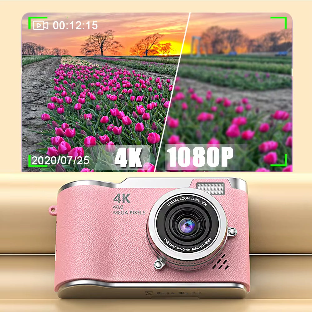 48MP 4K Digital Camera with 8X Zoom & Flip Screen – Compact Vlogging & Photography Camera for Students