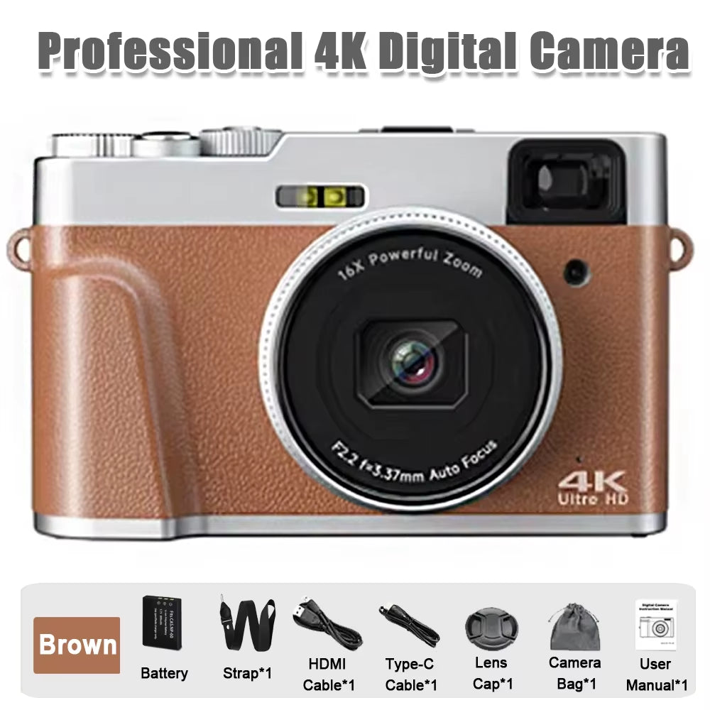 48MP 4K Digital Camera with 8X Zoom & Flip Screen – Compact Vlogging & Photography Camera for Students