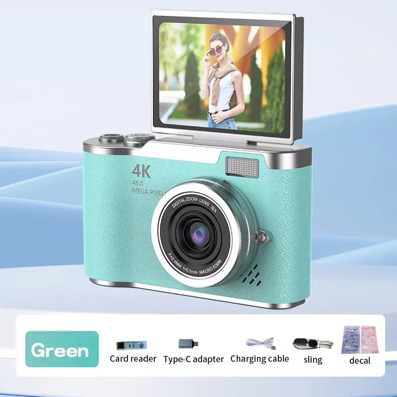 48MP 4K Digital Camera with 8X Zoom & Flip Screen – Compact Vlogging & Photography Camera for Students