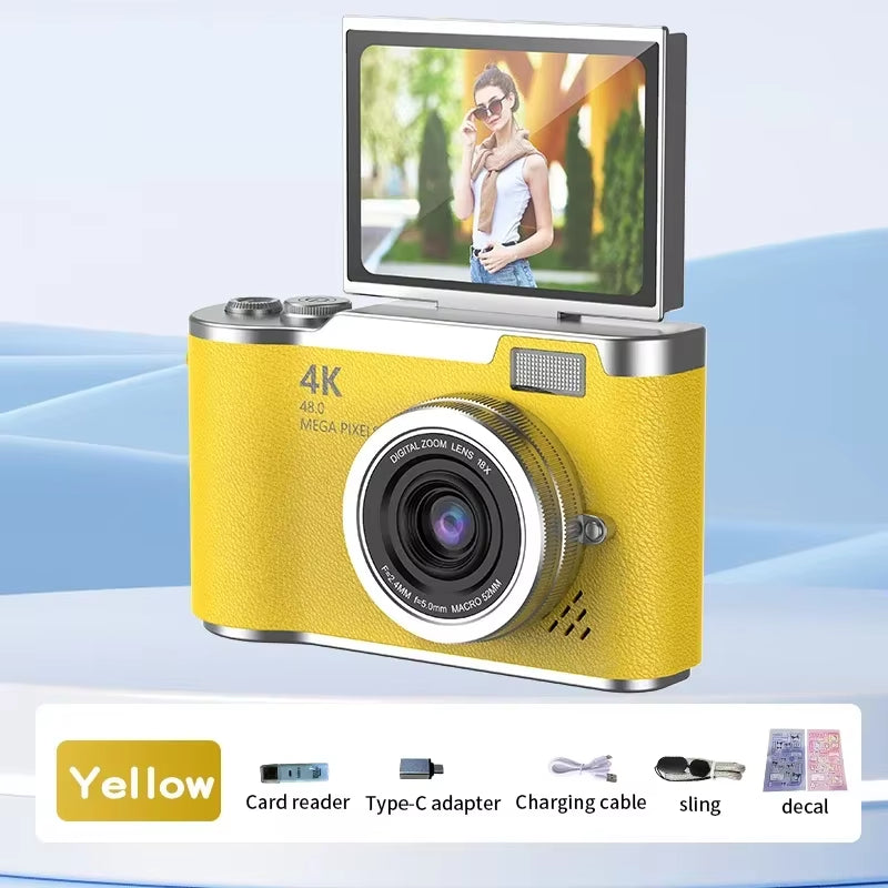48MP 4K Digital Camera with 8X Zoom & Flip Screen – Compact Vlogging & Photography Camera for Students
