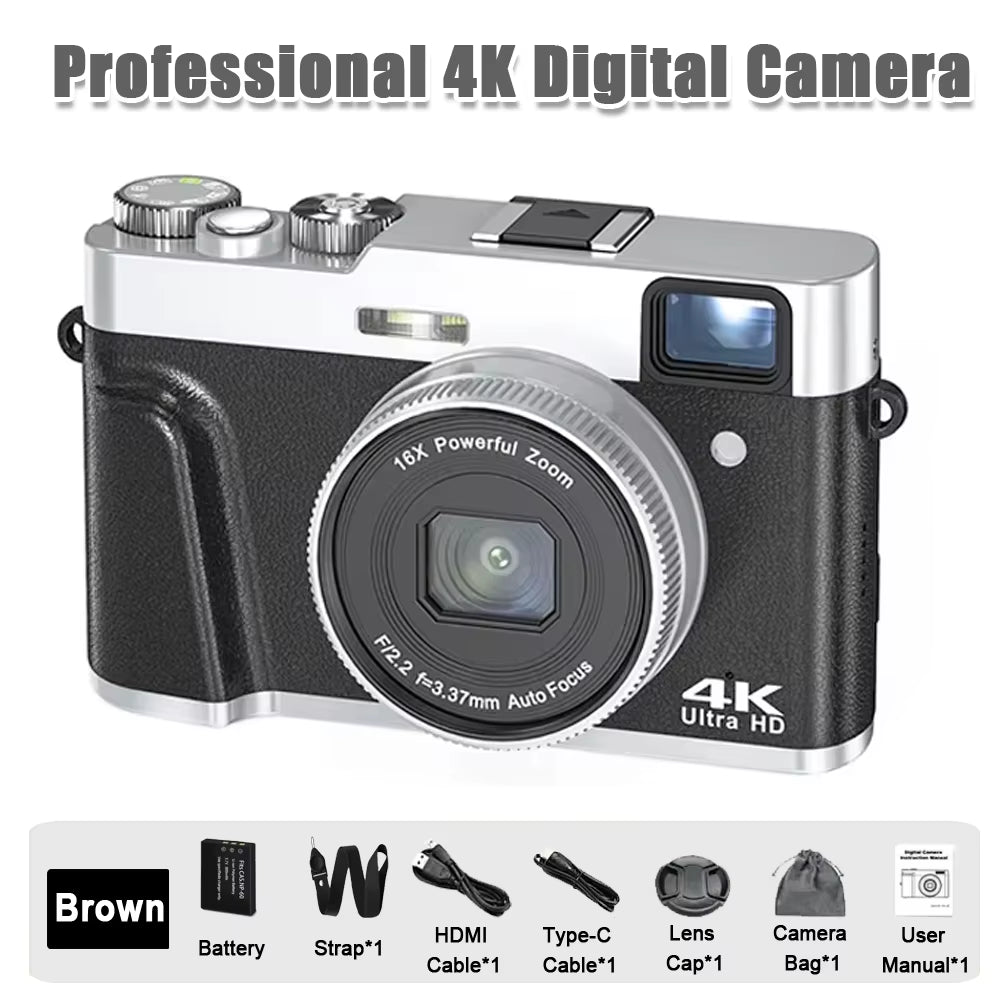 48MP 4K Digital Camera with 8X Zoom & Flip Screen – Compact Vlogging & Photography Camera for Students