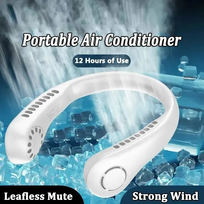 2025 Premium Bladeless Neck Fan – Long-Lasting 3-Speed Air Cooler | USB Rechargeable & Ultra-Quiet for Travel, Sports & Summer Heat Relief