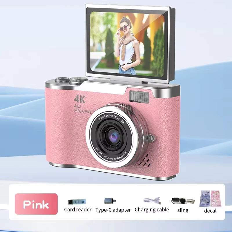 48MP 4K Digital Camera with 8X Zoom & Flip Screen – Compact Vlogging & Photography Camera for Students