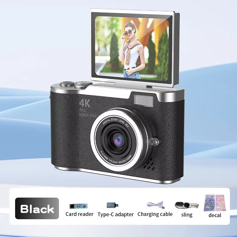 48MP 4K Digital Camera with 8X Zoom & Flip Screen – Compact Vlogging & Photography Camera for Students