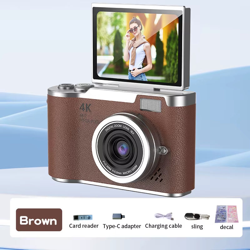 48MP 4K Digital Camera with 8X Zoom & Flip Screen – Compact Vlogging & Photography Camera for Students